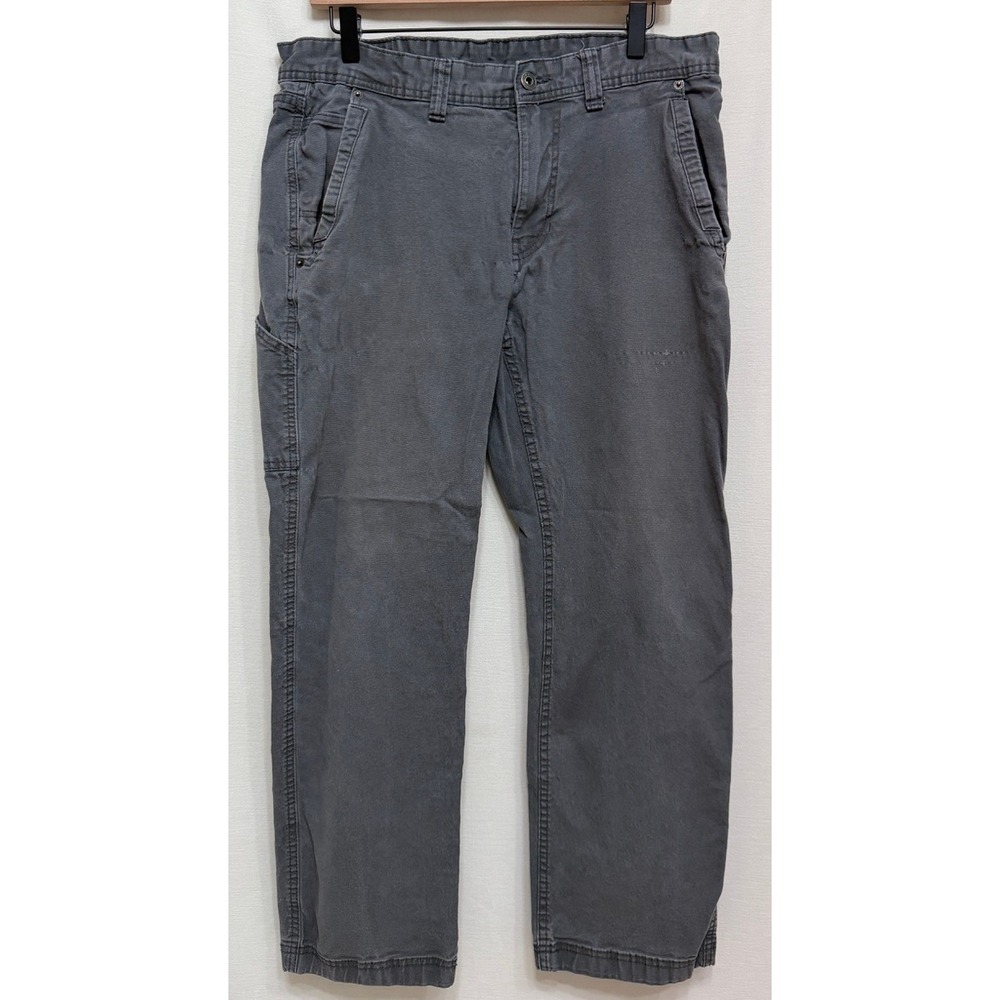 Eddie Bauer Mens Canvas Utility Pant Grey Flat Front Workwear Gorpcore 34x30